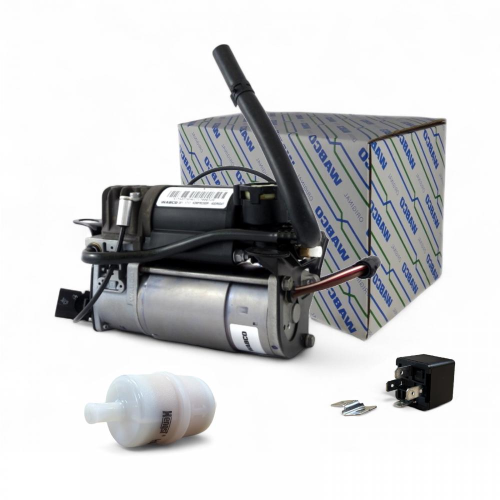 Komplett Kit OEM Wabco 4154033090 Kompressor inkl. Relais Filter 4E0616007C Audi A8 D3 4E 10-12 Zylinder Diesel OE 4154031200